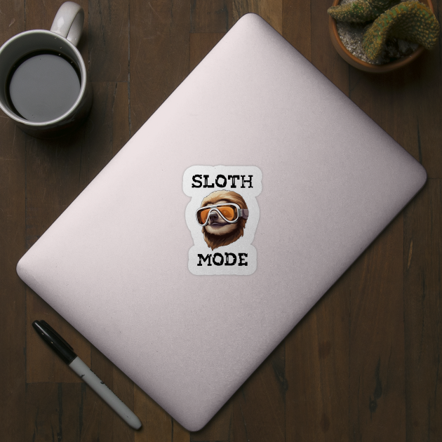 Sloth Wearing Ski Goggles - Sloth Mode (Black Lettering) by VelvetRoom